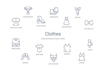 clothes concept 14 outline icons