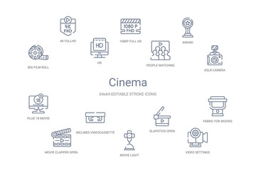 cinema concept 14 outline icons