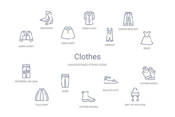 clothes concept 14 outline icons