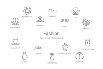 fashion concept 14 outline icons