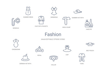 fashion concept 14 outline icons