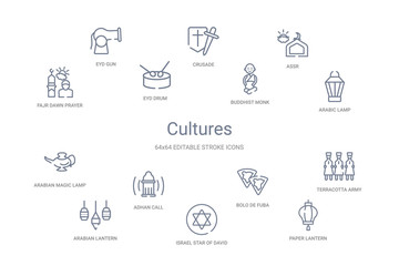 cultures concept 14 outline icons