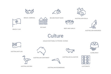 culture concept 14 outline icons