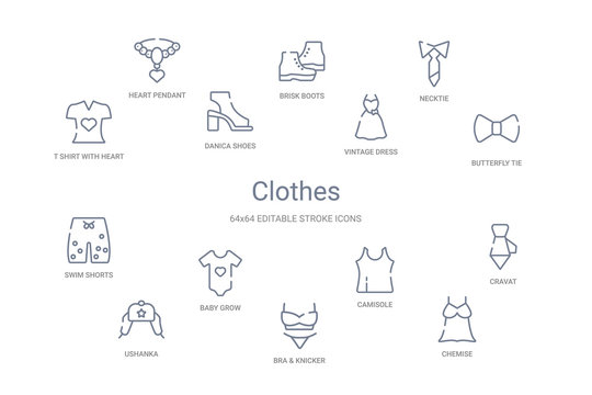 clothes concept 14 outline icons