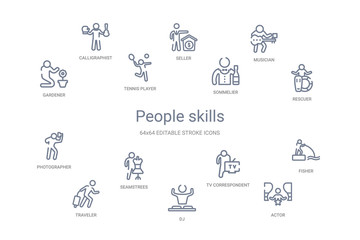 people skills concept 14 outline icons