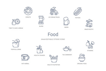 food concept 14 outline icons