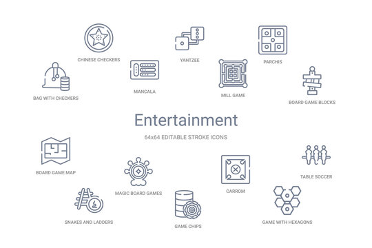 entertainment concept 14 outline icons