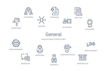 Fototapeta premium general concept 14 outline icons