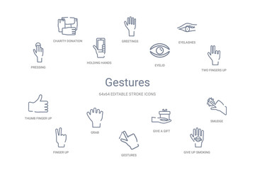 gestures concept 14 outline icons
