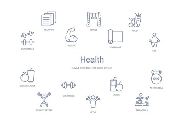 health concept 14 outline icons