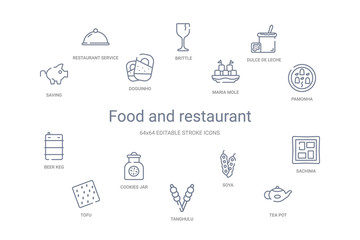 food and restaurant concept 14 outline icons