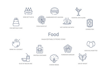 food concept 14 outline icons