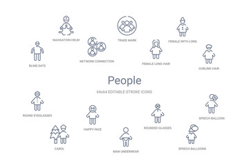 people concept 14 outline icons