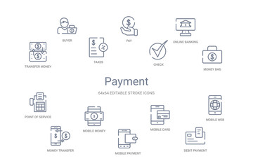 payment concept 14 outline icons