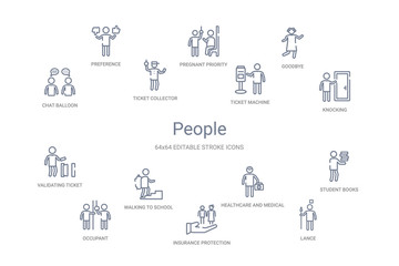 people concept 14 outline icons