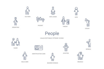 people concept 14 outline icons