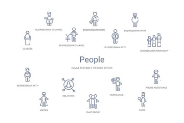 people concept 14 outline icons