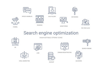 search engine optimization concept 14 outline icons