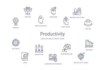 productivity concept 14 outline icons