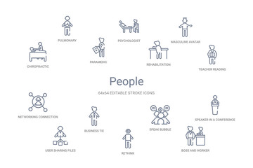 Fototapeta premium people concept 14 outline icons