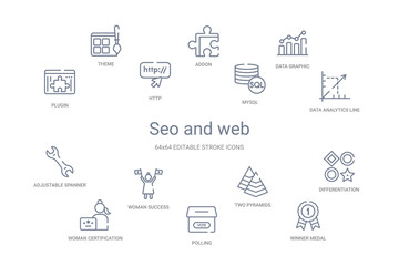 seo and web concept 14 outline icons