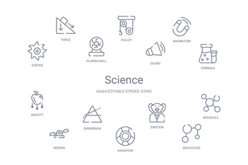science concept 14 outline icons