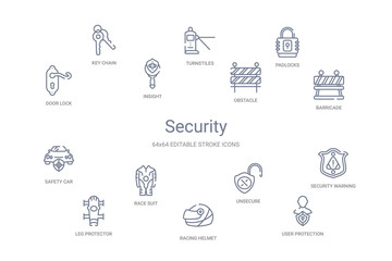 security concept 14 outline icons