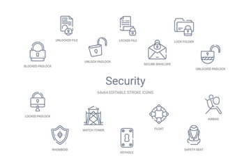security concept 14 outline icons