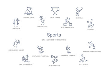 sports concept 14 outline icons