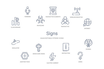 signs concept 14 outline icons