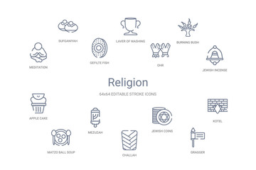 religion concept 14 outline icons