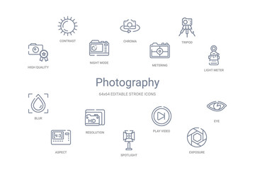 photography concept 14 outline icons