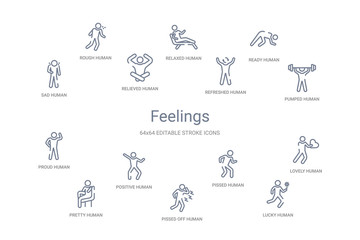 feelings concept 14 outline icons