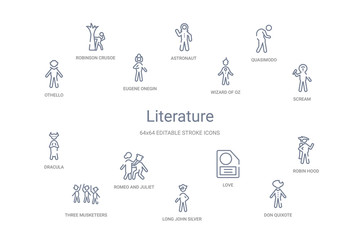 literature concept 14 outline icons