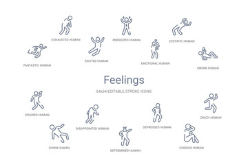 feelings concept 14 outline icons