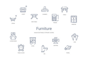 furniture concept 14 outline icons