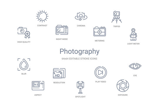 photography concept 14 outline icons