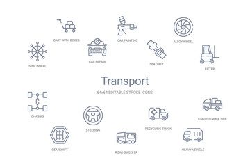 transport concept 14 outline icons