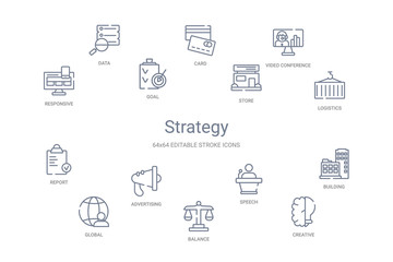 strategy concept 14 outline icons