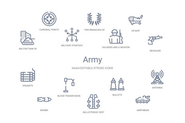 army concept 14 outline icons