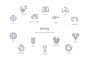 army concept 14 outline icons