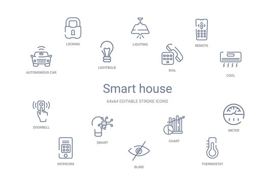 smart house concept 14 outline icons