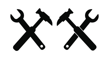 Wrench and hammer. Tools icon isolated on white background