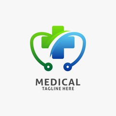 Medical healthcare logo design with stethoscope element