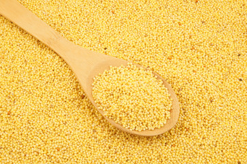Millet with wooden spoon