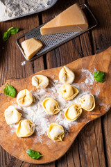Delicious tortellini di formaggio with cheese and pepper filling