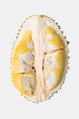 Fototapeta premium Durian fruit,the best taste and smelly fruits in Thailand on white background,top view