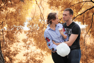 Beautiful young couple on a walk