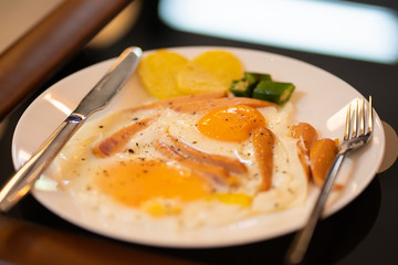 Panned- fried egg with topping