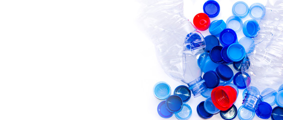 Plastic caps on white background